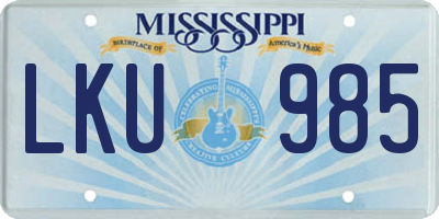 MS license plate LKU985