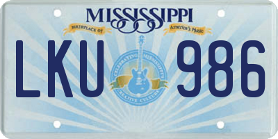 MS license plate LKU986