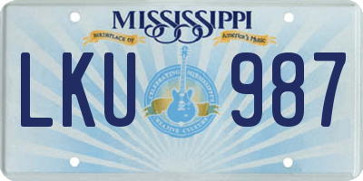MS license plate LKU987
