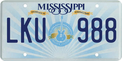 MS license plate LKU988