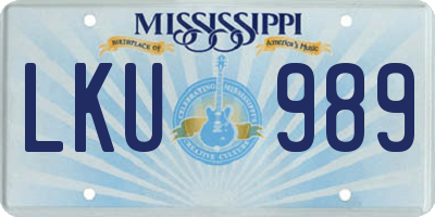 MS license plate LKU989
