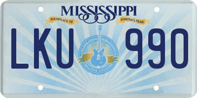 MS license plate LKU990