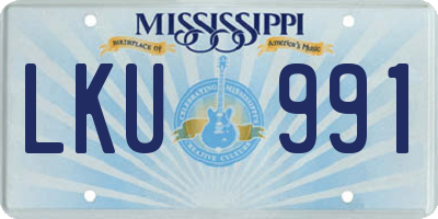 MS license plate LKU991