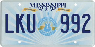 MS license plate LKU992