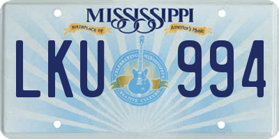 MS license plate LKU994