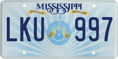MS license plate LKU997