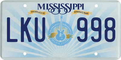 MS license plate LKU998