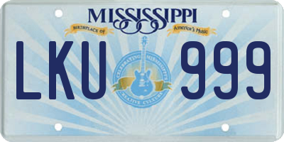 MS license plate LKU999
