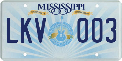 MS license plate LKV003