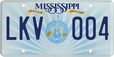 MS license plate LKV004