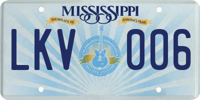 MS license plate LKV006