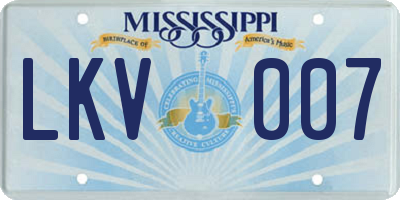 MS license plate LKV007