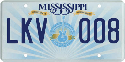 MS license plate LKV008