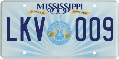 MS license plate LKV009