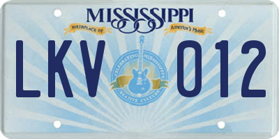 MS license plate LKV012