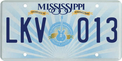 MS license plate LKV013