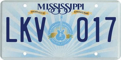 MS license plate LKV017