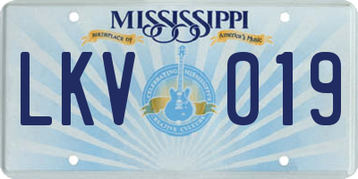 MS license plate LKV019