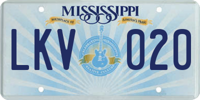 MS license plate LKV020
