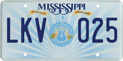 MS license plate LKV025