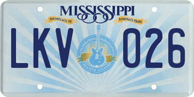 MS license plate LKV026