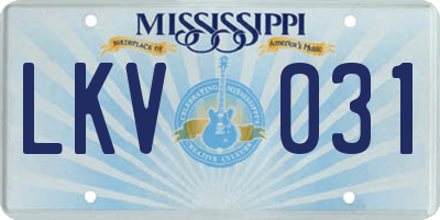 MS license plate LKV031