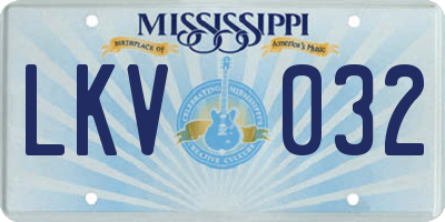 MS license plate LKV032