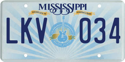 MS license plate LKV034