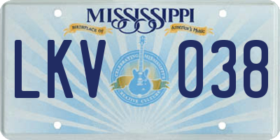MS license plate LKV038