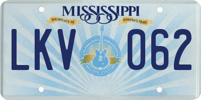 MS license plate LKV062