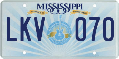MS license plate LKV070