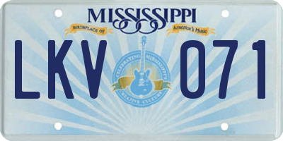 MS license plate LKV071