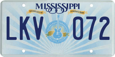MS license plate LKV072