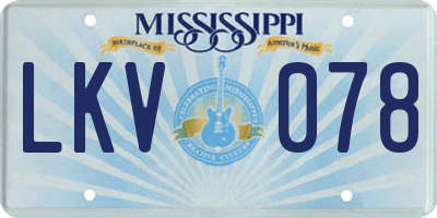 MS license plate LKV078