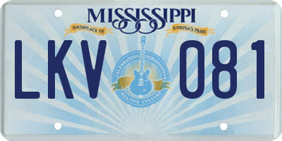MS license plate LKV081