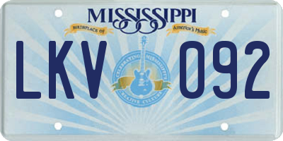 MS license plate LKV092