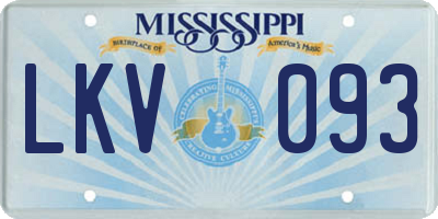 MS license plate LKV093