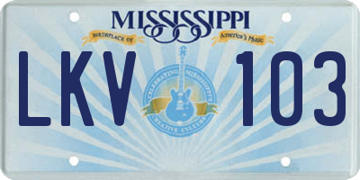 MS license plate LKV103