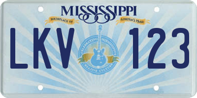 MS license plate LKV123