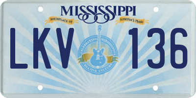 MS license plate LKV136