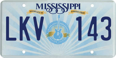 MS license plate LKV143