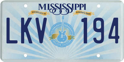 MS license plate LKV194