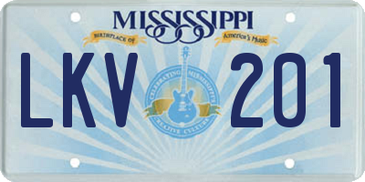 MS license plate LKV201