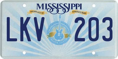 MS license plate LKV203