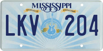 MS license plate LKV204