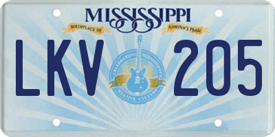 MS license plate LKV205