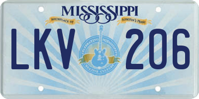 MS license plate LKV206