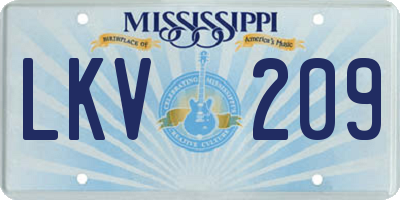 MS license plate LKV209