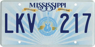 MS license plate LKV217