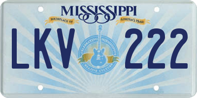 MS license plate LKV222